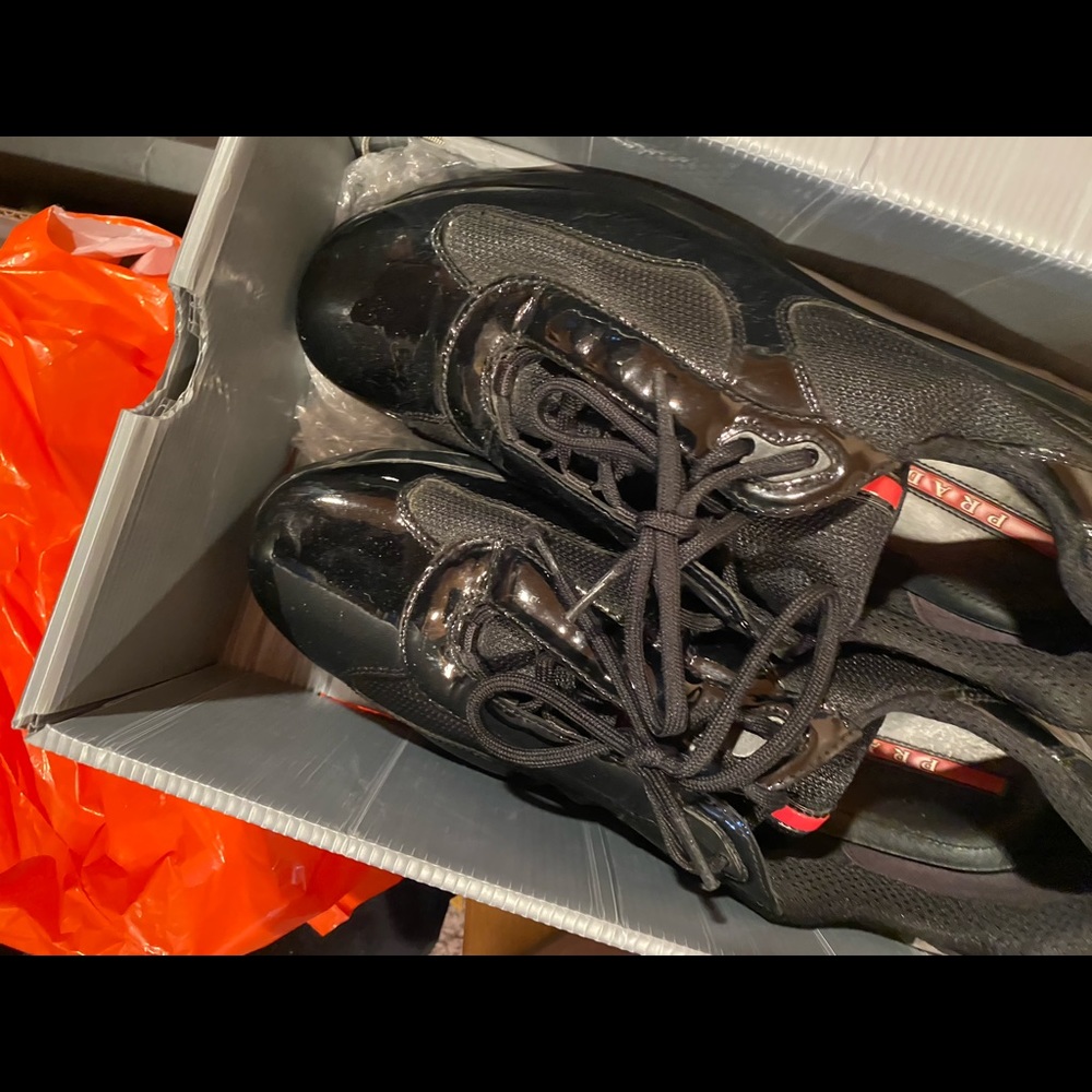 Prada American cup black patent leather